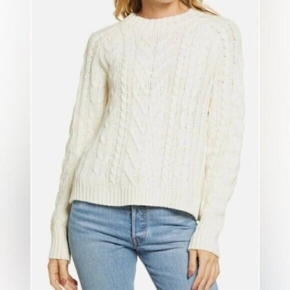 NWT Nordstrom Ivory Cable Knit Sweater Size XS